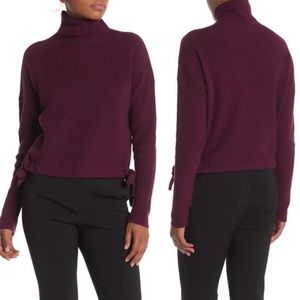 NWT BCBGMAXAZRIA Purple Ribbed Side Tie Sweater